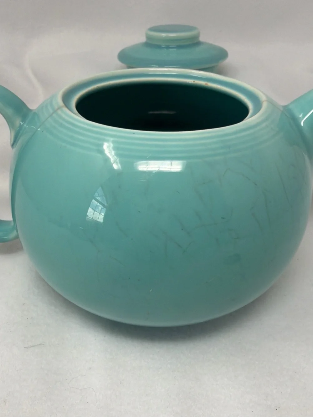 Vintage Teal Ceramic Teapot with Lid